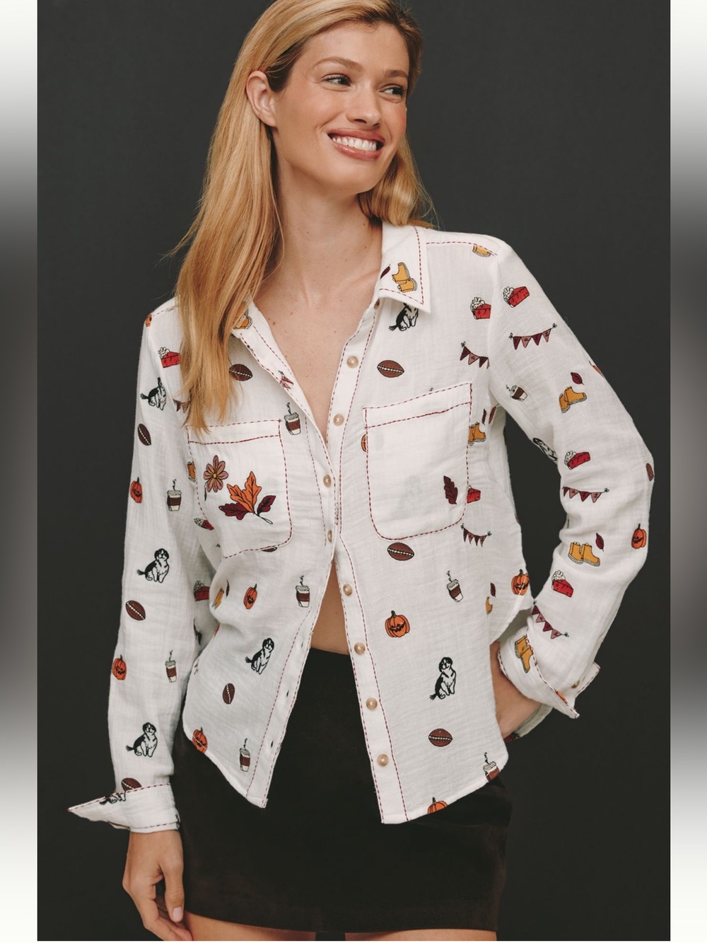 Nwt pilcro embroidered icon buttondown shirt